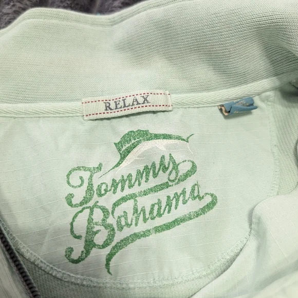 Tommy Bahama Relax 1/4 Zip Sweatshirt Mint Green XL 100% Cotton Coastal - Picture 2 of 7